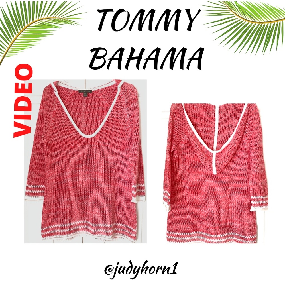 TOMMY BAHAMA Open Weave Hoodie Sweater
